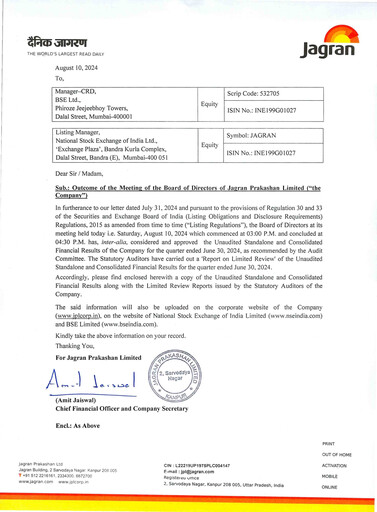 Vorschaubild Jagran Prakashan Quartalsbericht 2024-q1