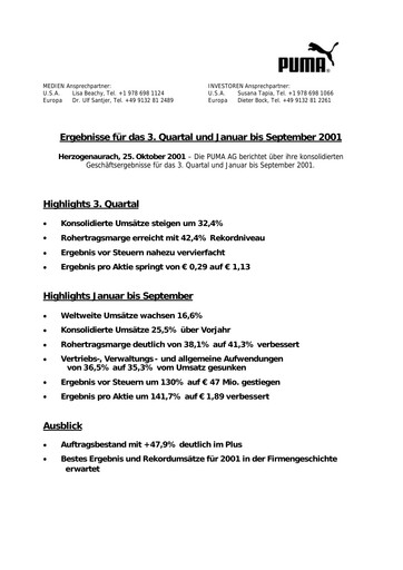 Miniature PUMA Rapport trimestriel 2001-q3