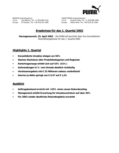 Miniature PUMA Rapport trimestriel 2002-q1