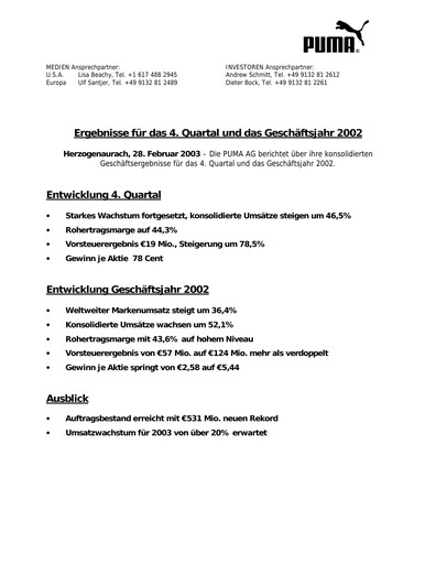 Miniature PUMA Rapport trimestriel 2002-q4