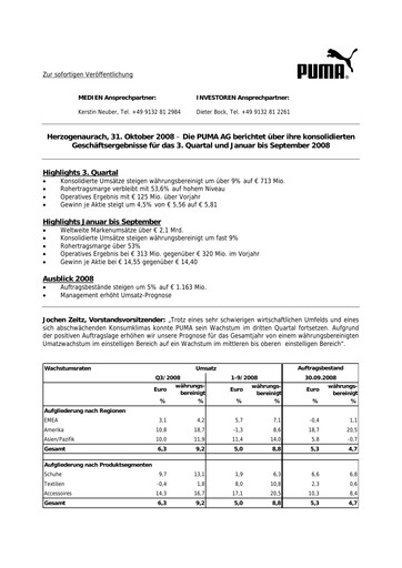 Miniature PUMA Rapport trimestriel 2008-q3