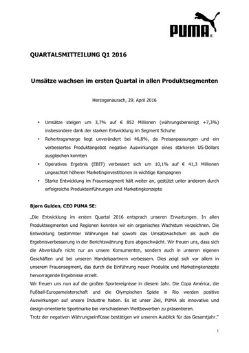 Miniature PUMA Rapport trimestriel 2016-q1