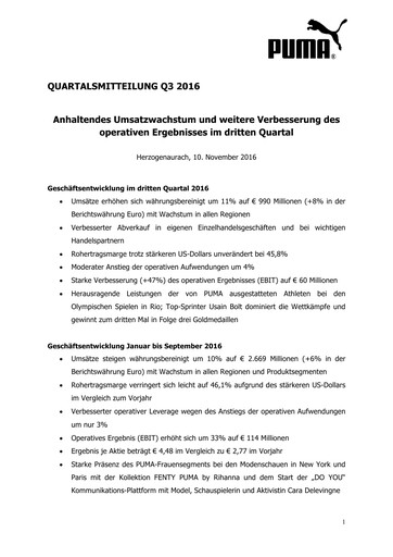 Miniature PUMA Rapport trimestriel 2016-q3