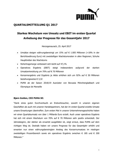 Miniature PUMA Rapport trimestriel 2017-q1