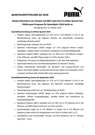 Miniature PUMA Rapport trimestriel 2018-q3