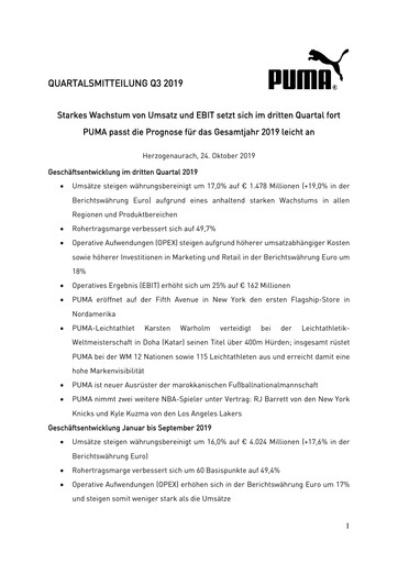 Miniature PUMA Rapport trimestriel 2019-q3