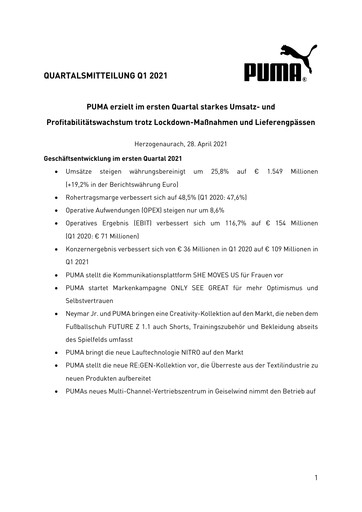 Miniature PUMA Rapport trimestriel 2021-q1