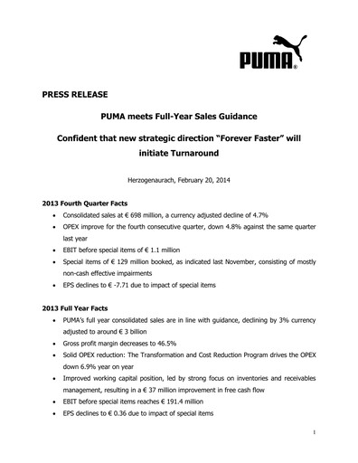 Thumbnail PUMA Quarterly Report 2013-q4