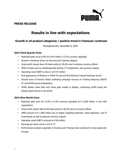 Thumbnail PUMA Quarterly Report 2015-q3