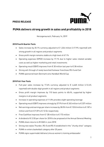 Thumbnail PUMA Quarterly Report 2018-q4