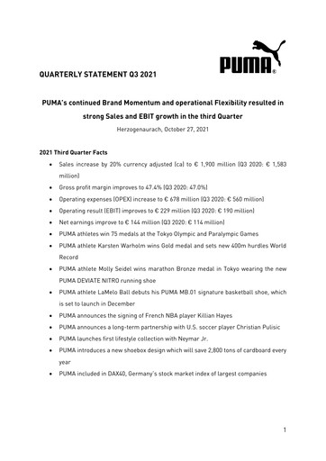 Thumbnail PUMA Quarterly Report 2021-q3