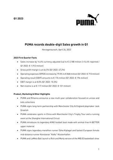 Thumbnail PUMA Quarterly Report 2023-q1