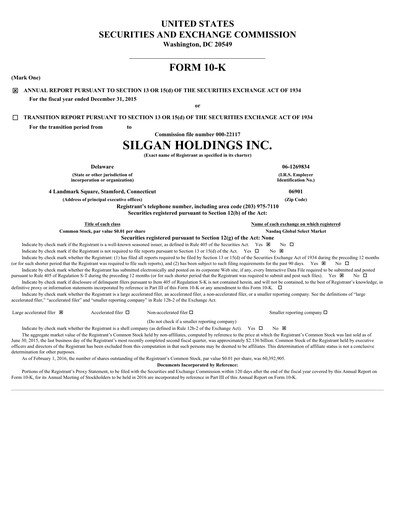 Thumbnail Silgan Holdings
 Annual Report 2015