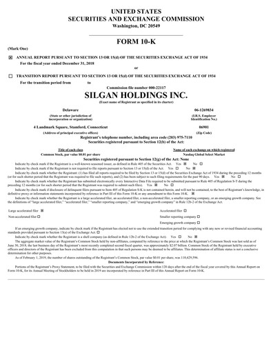 Thumbnail Silgan Holdings
 Annual Report 2018