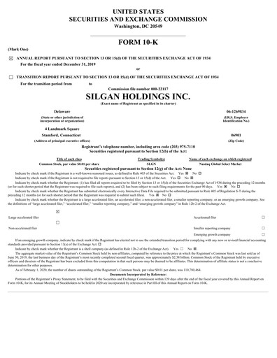 Thumbnail Silgan Holdings
 Annual Report 2019
