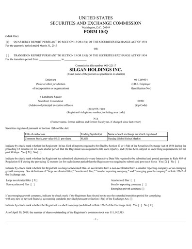 Thumbnail Silgan Holdings
 Quarterly Report 2019-q1