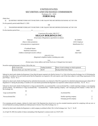 Thumbnail Silgan Holdings
 Quarterly Report 2020-q1