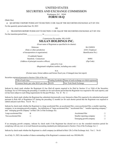 Thumbnail Silgan Holdings
 Quarterly Report 2023-q2