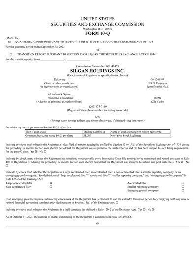 Thumbnail Silgan Holdings
 Quarterly Report 2023-q3