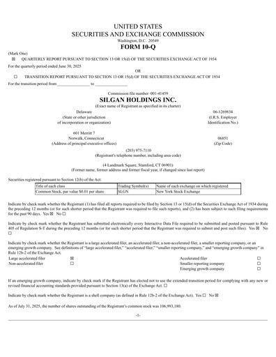Thumbnail Silgan Holdings
 Quarterly Report 2025-q2