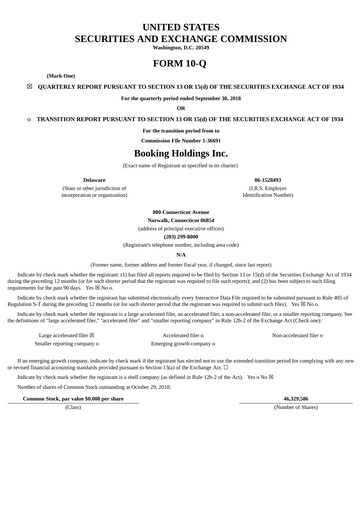 Thumbnail Booking Holdings (Booking.com) Quarterly Report 2018-q3