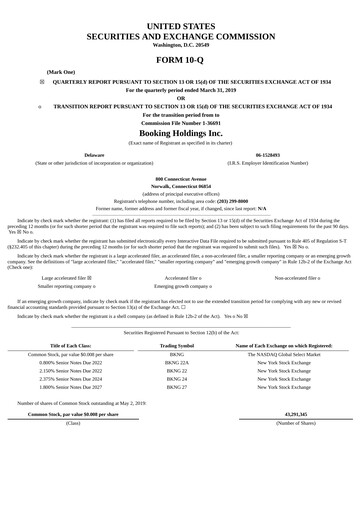 Thumbnail Booking Holdings (Booking.com) Quarterly Report 2019-q1