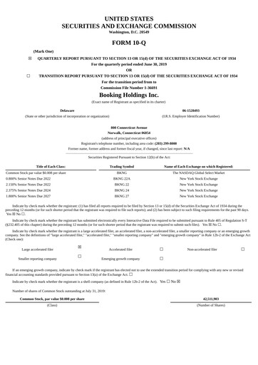 Thumbnail Booking Holdings (Booking.com) Quarterly Report 2019-q2