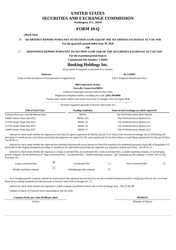 Thumbnail Booking Holdings (Booking.com) Quarterly Report 2020-q2