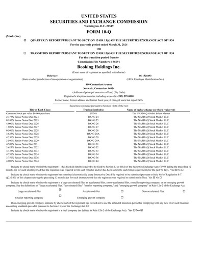 Vorschaubild Booking Holdings (Booking.com) Quartalsbericht 2024-q1