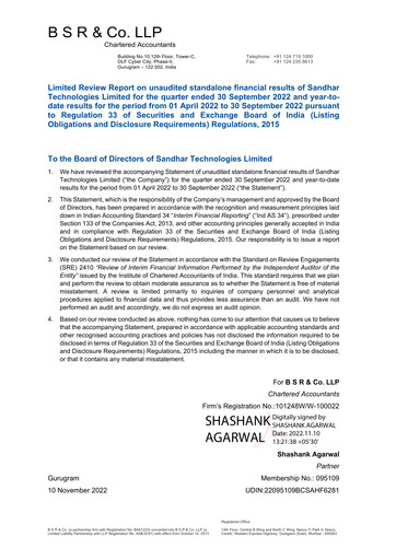 Thumbnail Sandhar Quarterly Report 2022-q2