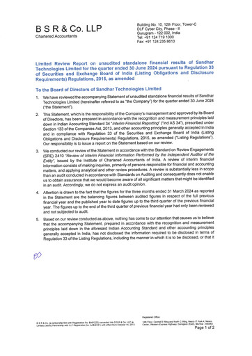 Thumbnail Sandhar Quarterly Report 2024-q1
