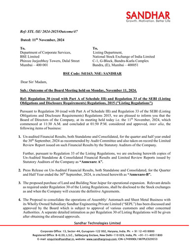 Thumbnail Sandhar Quarterly Report 2024-q2