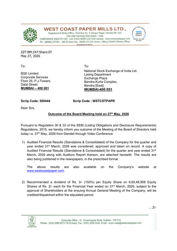 Thumbnail West Coast Paper Mills Financial Statement 2025-2026