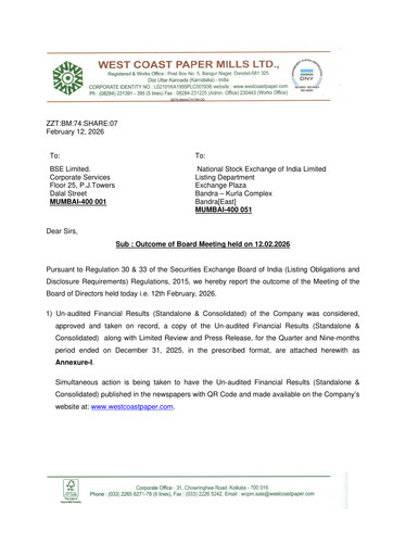 Thumbnail West Coast Paper Mills Quarterly Report 2025-q3