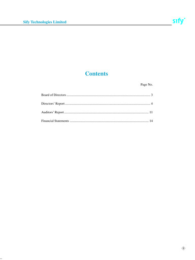 Thumbnail Sify Technologies 
 Annual Report 2010-2011