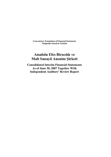 Thumbnail Efes Beverage Group
 Financial Statement 2007-h1