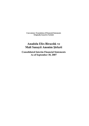 Thumbnail Efes Beverage Group
 Financial Statement 2007-q3