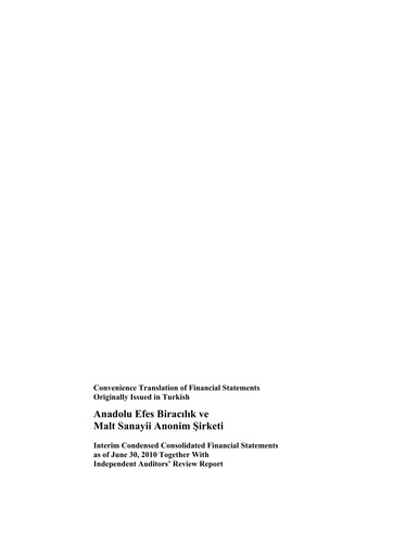 Thumbnail Efes Beverage Group
 Financial Statement 2010-h1