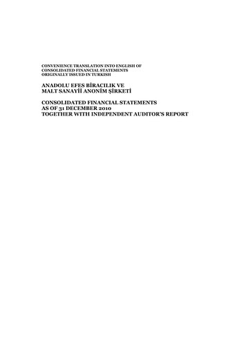 Thumbnail Efes Beverage Group
 Financial Statement 2010