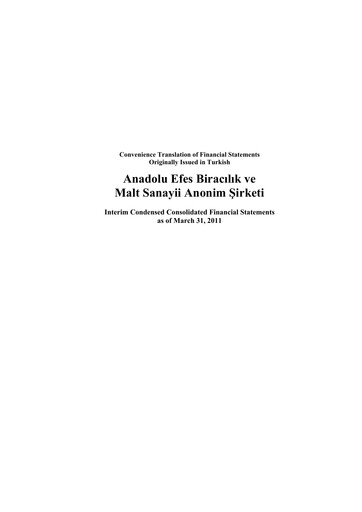 Thumbnail Efes Beverage Group
 Financial Statement 2011-q1