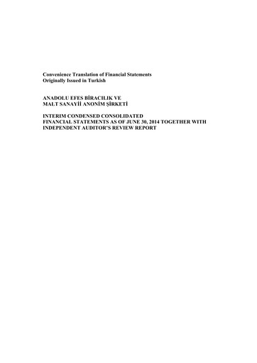 Thumbnail Efes Beverage Group
 Financial Statement 2014-h1