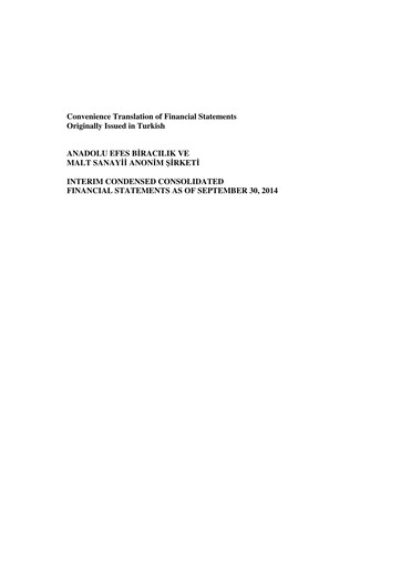 Thumbnail Efes Beverage Group
 Financial Statement 2014-q3