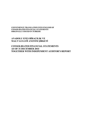 Thumbnail Efes Beverage Group
 Financial Statement 2014