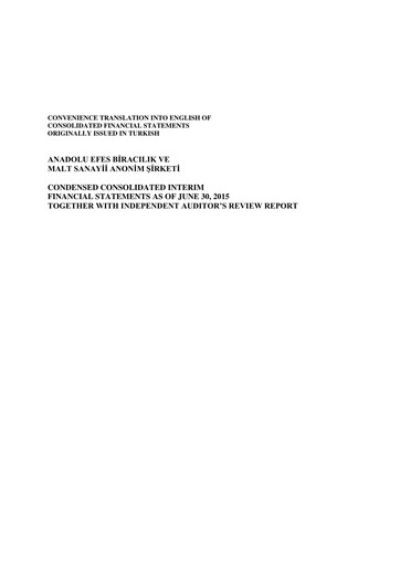 Thumbnail Efes Beverage Group
 Financial Statement 2015-h1