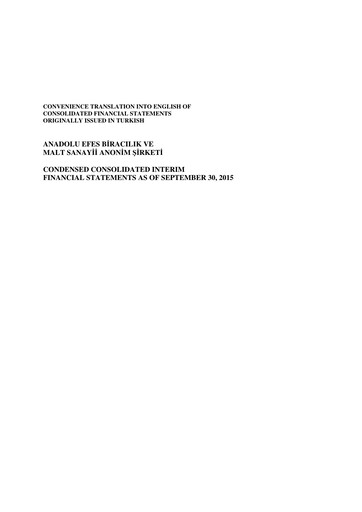 Thumbnail Efes Beverage Group
 Financial Statement 2015-q3