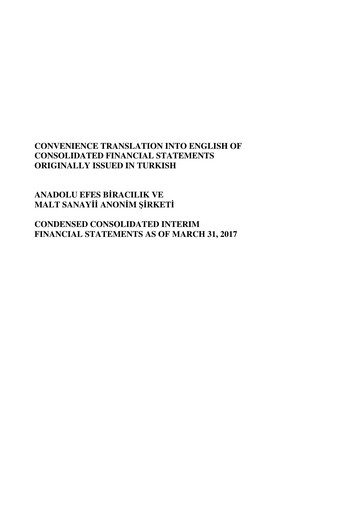 Thumbnail Efes Beverage Group
 Financial Statement 2017-q1