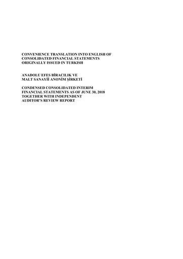 Thumbnail Efes Beverage Group
 Financial Statement 2018-h1
