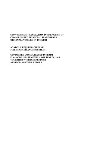 Thumbnail Efes Beverage Group
 Financial Statement 2019-h1