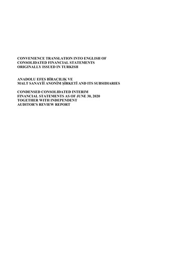 Thumbnail Efes Beverage Group
 Financial Statement 2020-h1
