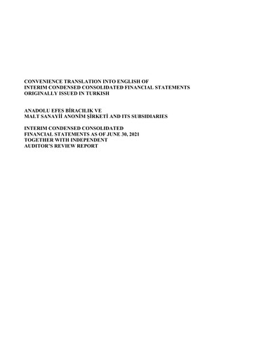 Thumbnail Efes Beverage Group
 Financial Statement 2021-h1